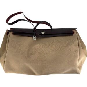Hermes Tan and Brown Duffel Bag